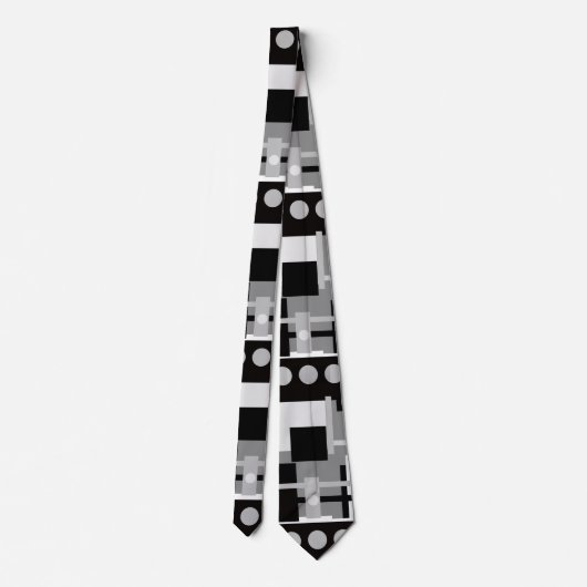Mid Century Modern Black, grijs wit Abstract Stropdas (Achterkant)