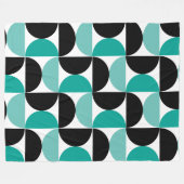 Mid-Century Modern Black White en Munt Fleece Deken (Voorkant (Horizontaal))