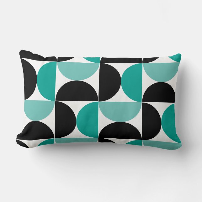 Mid-Century Modern Black White en Munt Kussen (Voorkant)