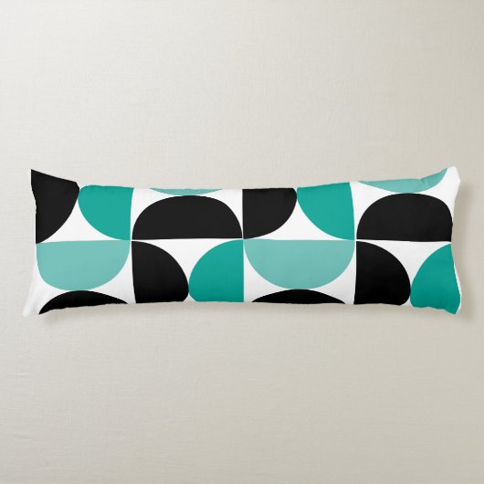 Mid-Century Modern Black White en Munt Lichaamskussen (Voorkant)