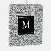 Mid Century Modern Black White Monogrammed Initial Keramisch Ornament (Rechts)
