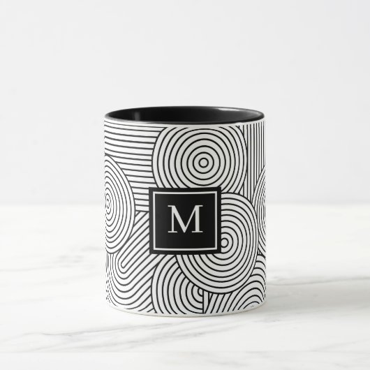 Mid Century Modern Black White Monogrammed Initial Mok (Midden)