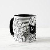 Mid Century Modern Black White Monogrammed Initial Mok (Voorkant links)