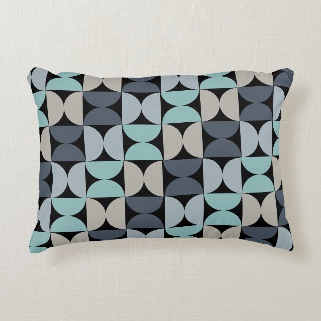 Mid-Century Modern blauw en grijs Accent Kussen (Voorkant)