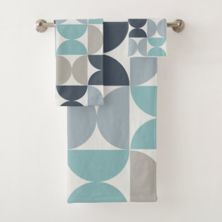 Mid-Century Modern blauw en grijs Bad Handdoek