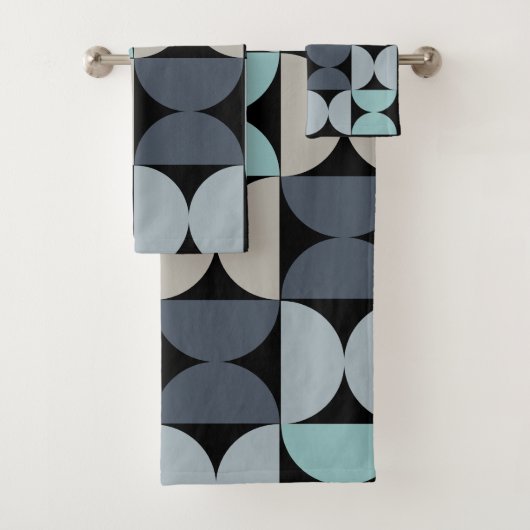 Mid-Century Modern blauw en grijs Bad Handdoek (Insitu)