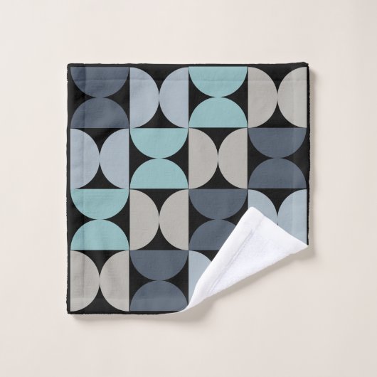 Mid-Century Modern blauw en grijs Bad Handdoek (Wasdoekje)