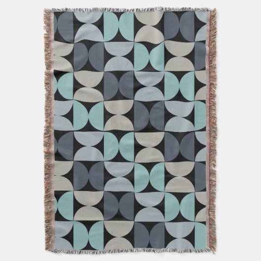 Mid-Century Modern blauw en grijs Deken (Voorkant Verticaal)