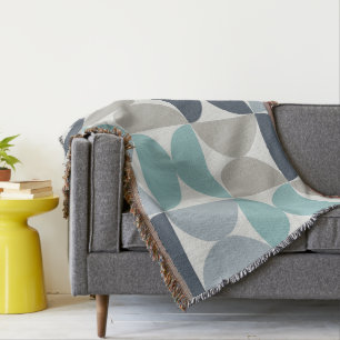 Mid-Century Modern blauw en grijs Deken