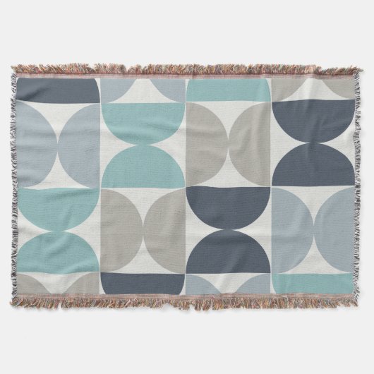 Mid-Century Modern blauw en grijs Deken (Voorkant)