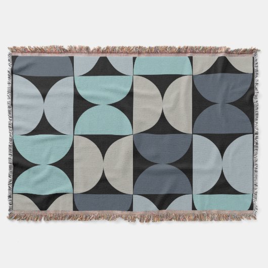 Mid-Century Modern blauw en grijs Deken (Voorkant)