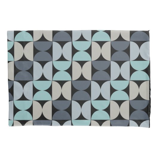 Mid-Century Modern blauw en grijs Kussensloop (Voorkant)