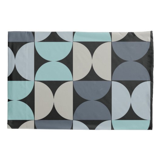 Mid-Century Modern blauw en grijs Kussensloop (Achterkant)