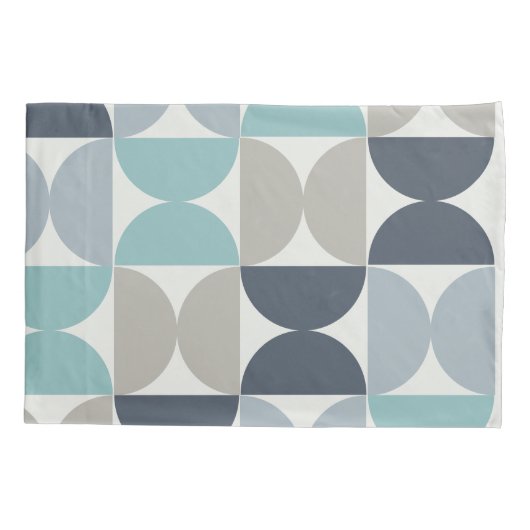 Mid-Century Modern blauw en grijs Kussensloop (Achterkant)