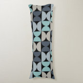 Mid-Century Modern blauw en grijs Lichaamskussen (Voorkant Verticaal)