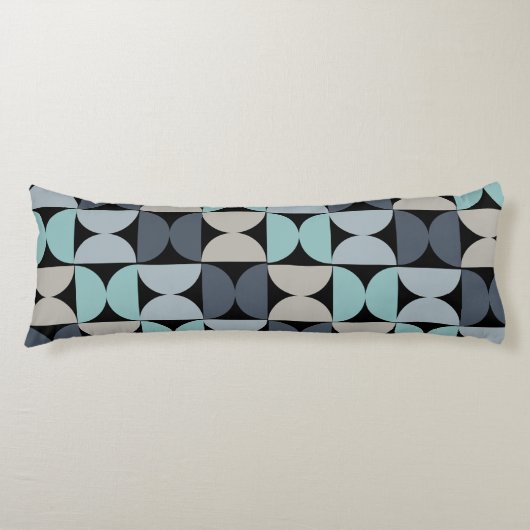 Mid-Century Modern blauw en grijs Lichaamskussen (Voorkant)
