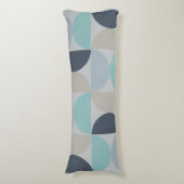 Mid-Century Modern blauw en grijs Lichaamskussen (Voorkant Verticaal)