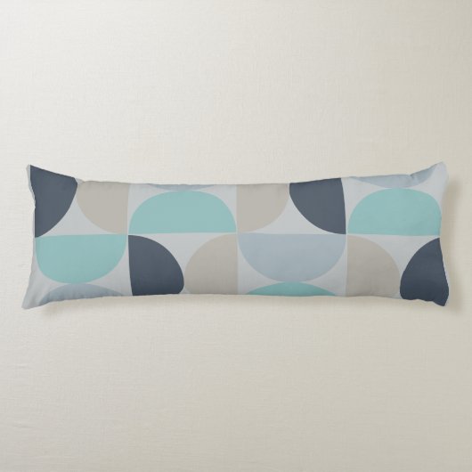 Mid-Century Modern blauw en grijs Lichaamskussen (Voorkant)