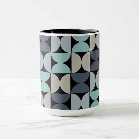 Mid-Century Modern blauw en grijs Mok (Midden)