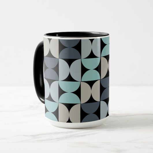 Mid-Century Modern blauw en grijs Mok (Voorkant links)