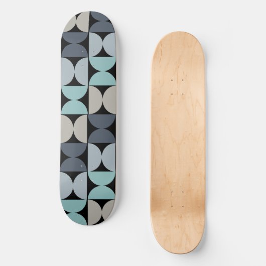 Mid-Century Modern blauw en grijs Persoonlijk Skateboard (Voorkant)