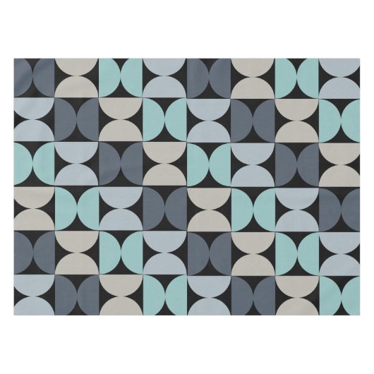 Mid-Century Modern blauw en grijs Tafelkleed (Voorkant (Horizontaal))