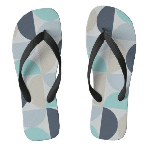 Mid-Century Modern blauw en grijs Teenslippers