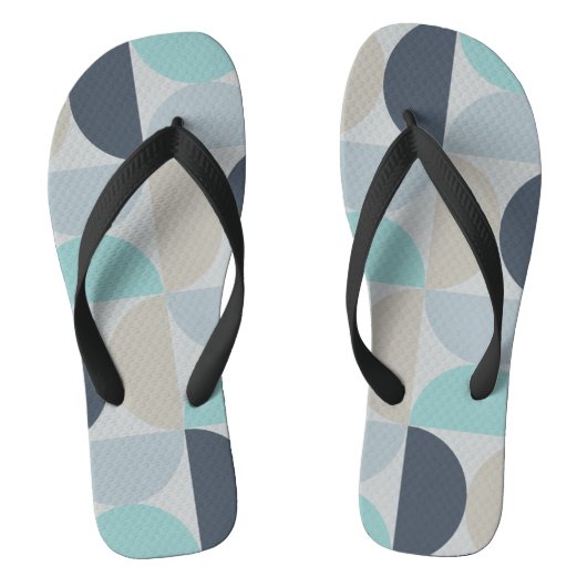 Mid-Century Modern blauw en grijs Teenslippers (Voetbed)
