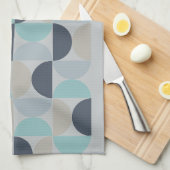 Mid-Century Modern blauw en grijs Theedoek (Quarter Fold)