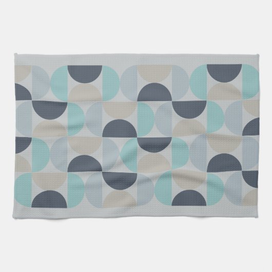 Mid-Century Modern blauw en grijs Theedoek (Horizontaal)