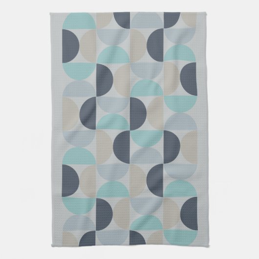 Mid-Century Modern blauw en grijs Theedoek (Verticaal)