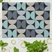 Mid-Century Modern blauw en grijs Theedoek (Gevouwen)