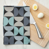 Mid-Century Modern blauw en grijs Theedoek (Quarter Fold)