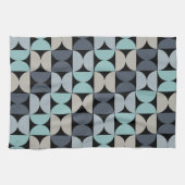 Mid-Century Modern blauw en grijs Theedoek (Horizontaal)