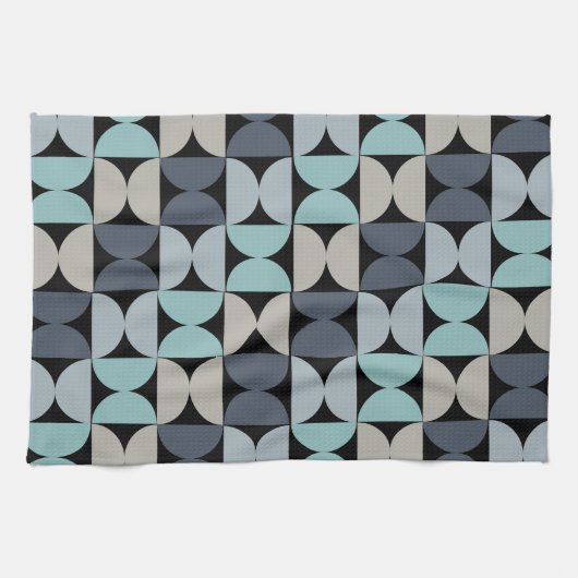 Mid-Century Modern blauw en grijs Theedoek (Horizontaal)