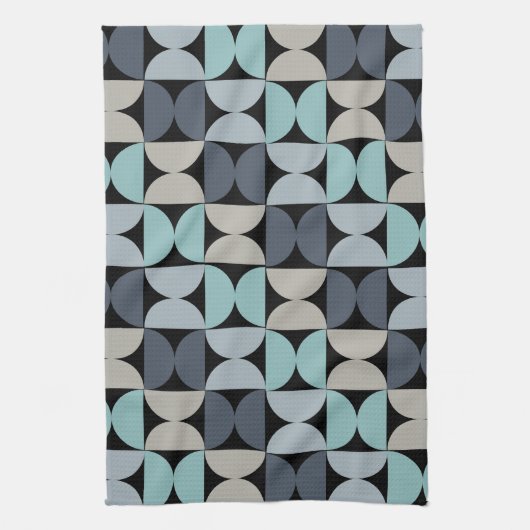 Mid-Century Modern blauw en grijs Theedoek (Verticaal)