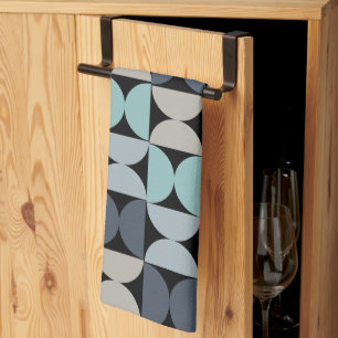 Mid-Century Modern blauw en grijs Theedoek