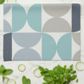 Mid-Century Modern blauw en grijs Theedoek (Gevouwen)