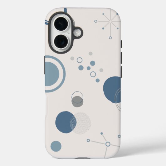 'Mid-Century Modern Blauwe Cirkels' iPhone 16 Stev Case-Mate iPhone Case (Achterkant)