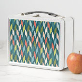 Mid-Century modern Blauwgroen en koraalpatroon (In situ)