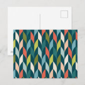 Mid-Century modern Blauwgroen en koraalpatroon Feestdagenkaart (Voorkant / Achterkant)