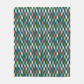 Mid-Century modern Blauwgroen en koraalpatroon Fleece Deken (Voorkant)