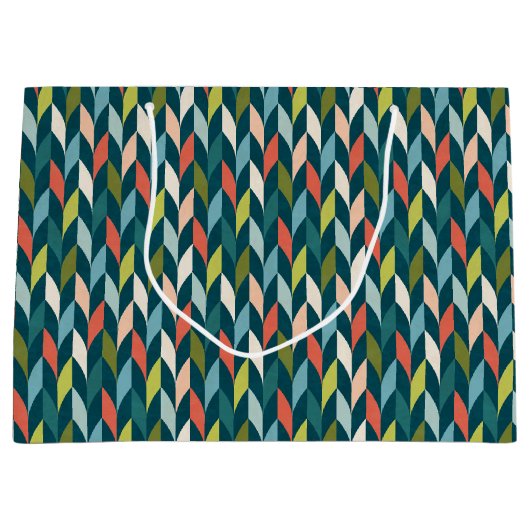 Mid-Century modern Blauwgroen en koraalpatroon Groot Cadeauzakje (Voorkant)