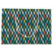 Mid-Century modern Blauwgroen en koraalpatroon Groot Cadeauzakje (Achterkant)