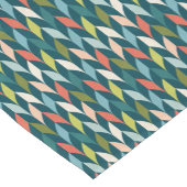 Mid-Century modern Blauwgroen en koraalpatroon Korte Tafelloper (Hoek)