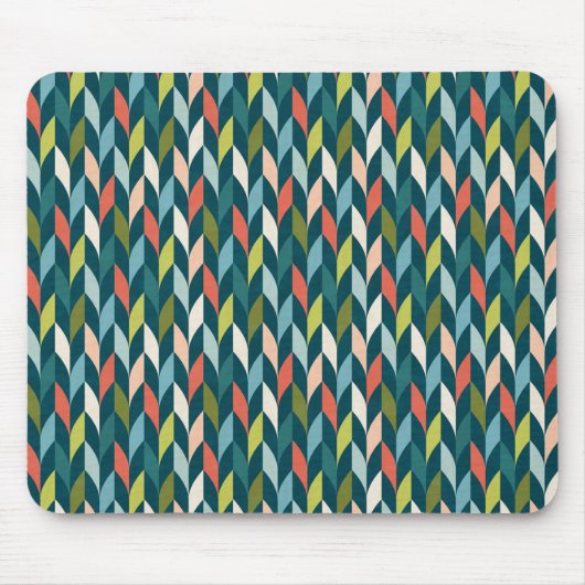 Mid-Century modern Blauwgroen en koraalpatroon Muismat (Voorkant)