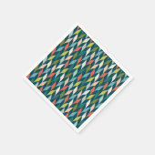 Mid-Century modern Blauwgroen en koraalpatroon Servet (Hoek)