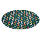 Mid-Century modern Blauwgroen en koraalpatroon Snijplank (Hoek)