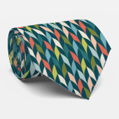 Mid-Century modern Blauwgroen en koraalpatroon Stropdas (Opgerold)