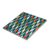 Mid-Century modern Blauwgroen en koraalpatroon Tegeltje (Zijkant)